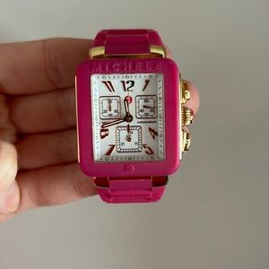 Pink jelly Michele watch 100% authentic